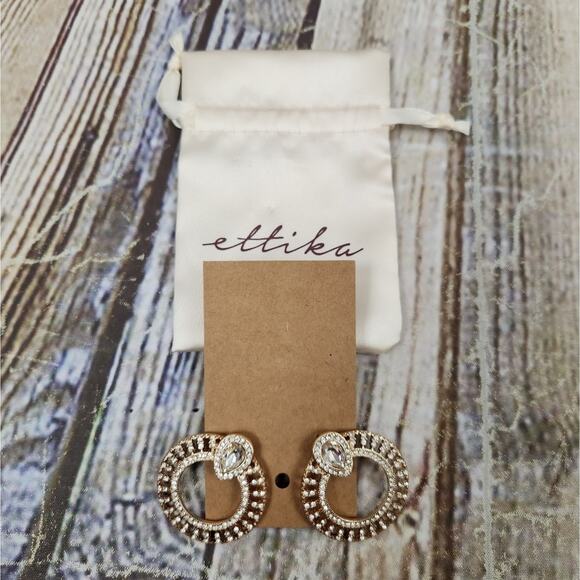 Ettika Glitter and Shine 18K Gold Plated Circle Earrings - Picture 2 of 5